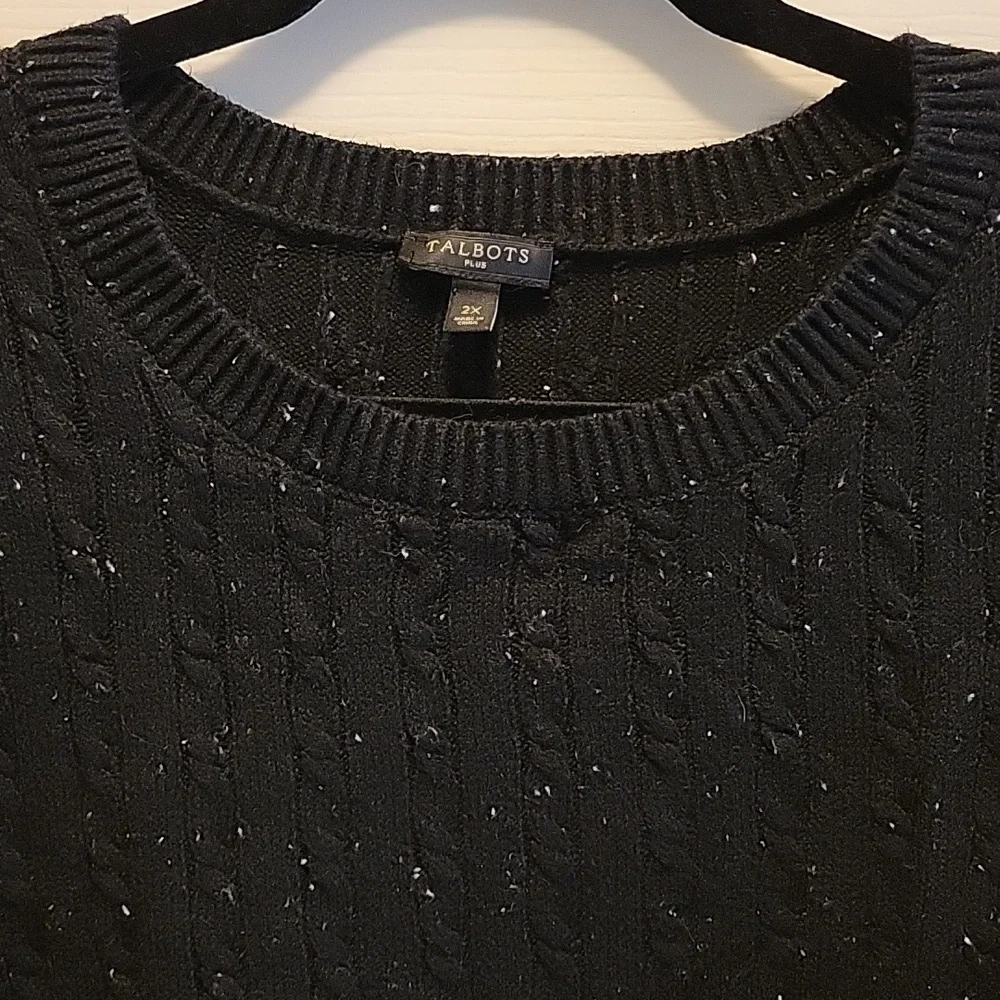 Talbot's 2X Black Cable Knit Sweater - Picture 4 of 7